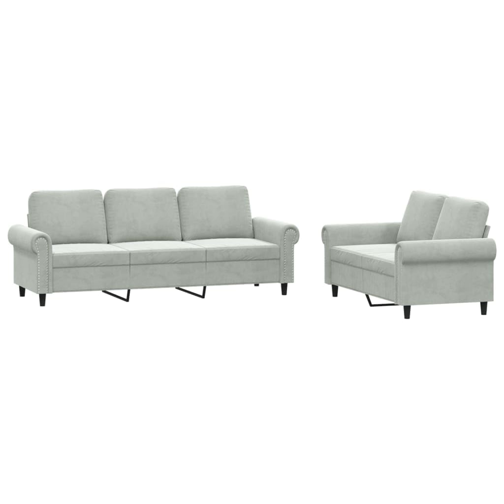 Light Gray Velvet 2 Piece Sofa Set O5800