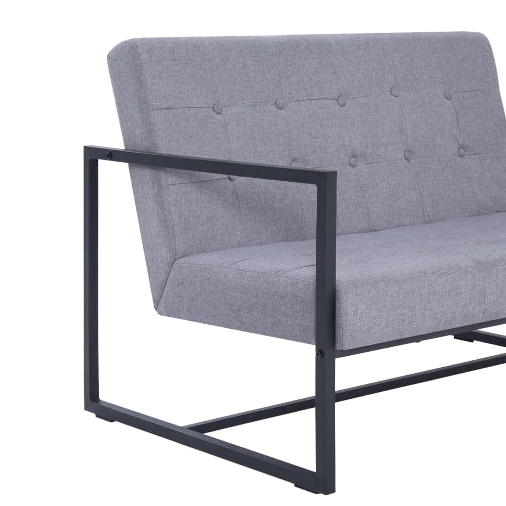 Light Gray 2-Seater Upholstered Fabric Sofa with Armrests A968143