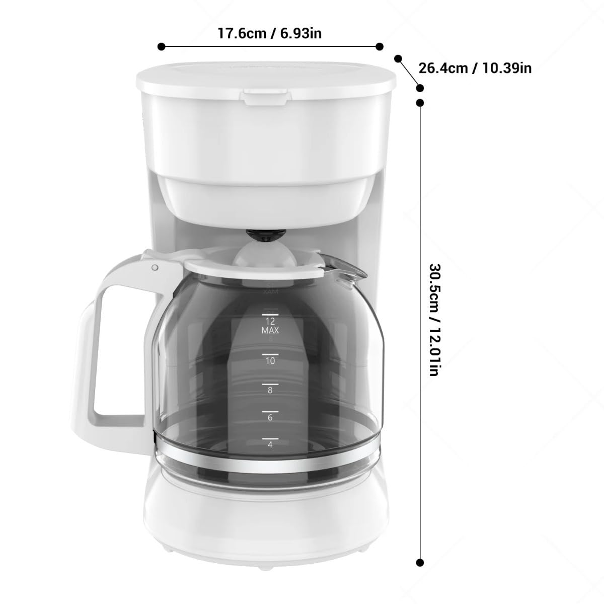 12-Cup Coffee Maker with Non-Drip Carafe, Keep Hot Plate, Black X449