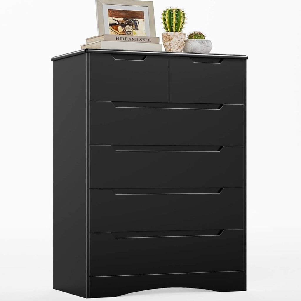 Black 6 Drawer Dresser V518