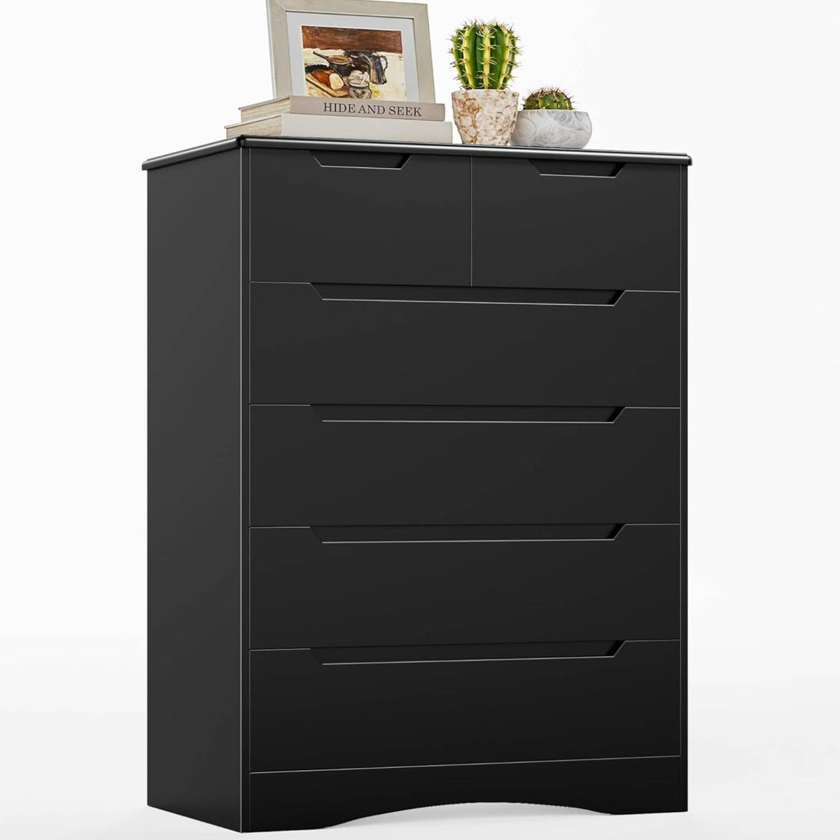 Black 6 Drawer Dresser V518