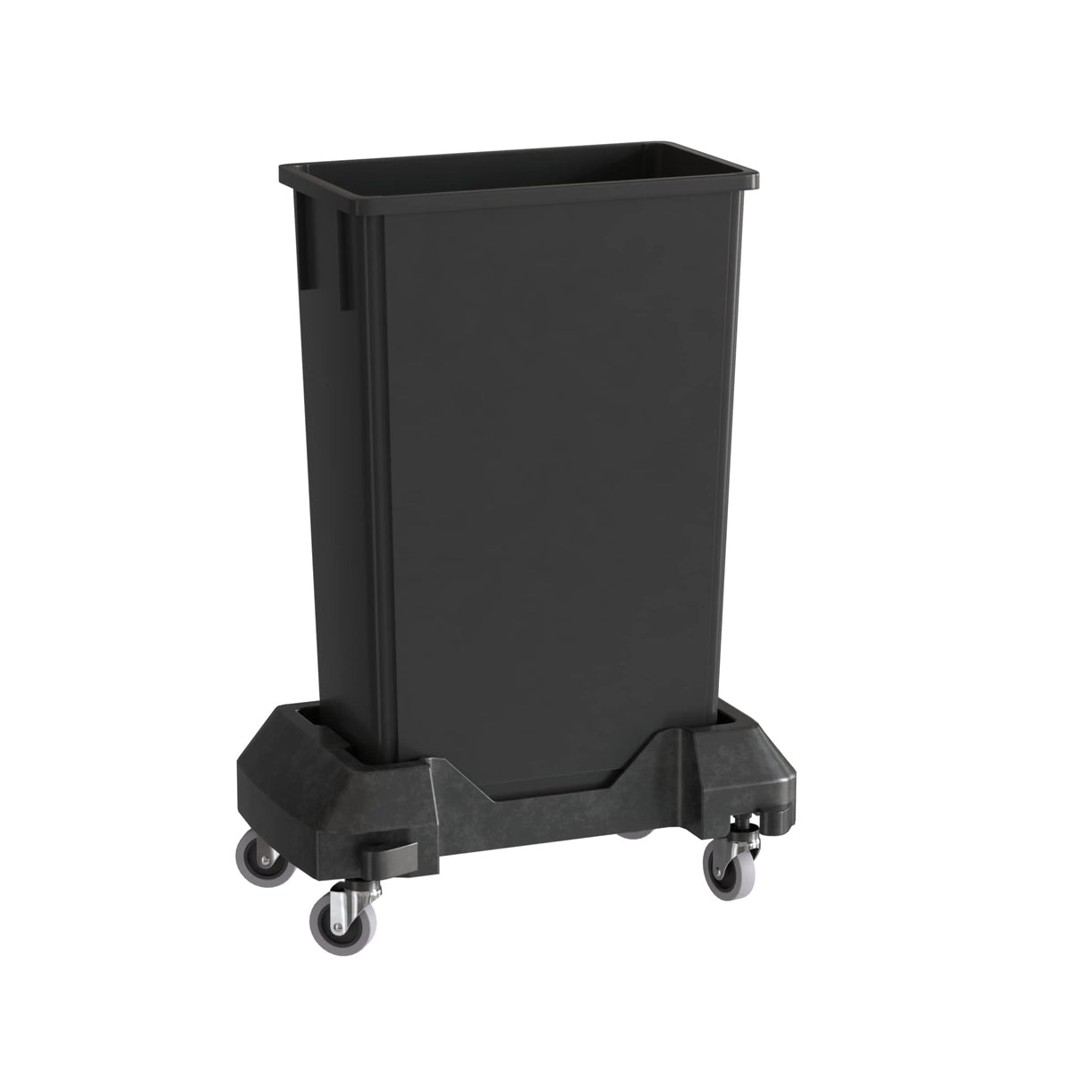 23 Gallon Black Trash Can with Dolly F6365