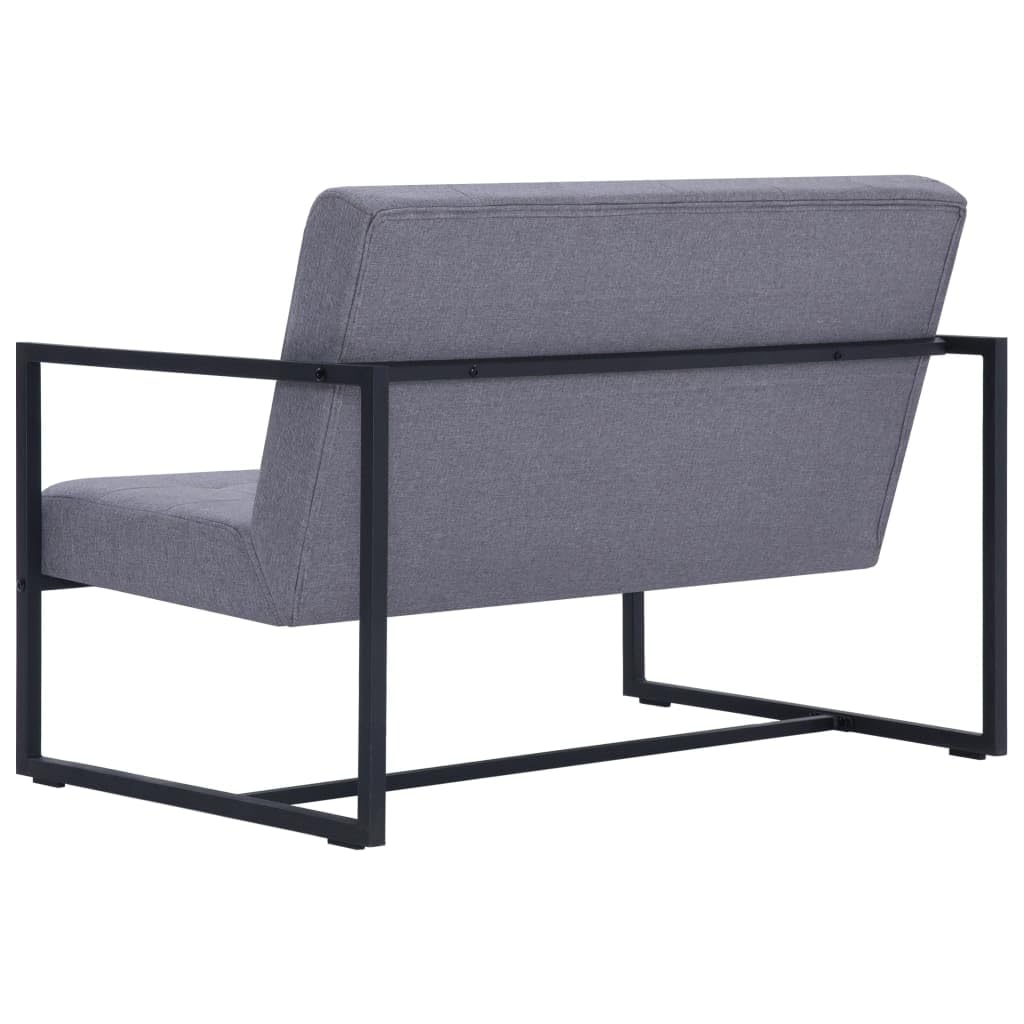 Light Gray 2-Seater Upholstered Fabric Sofa with Armrests A968143