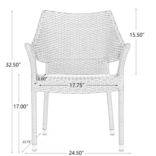 Set of 4 Grey PE Wicker Stackable Armchairs K397