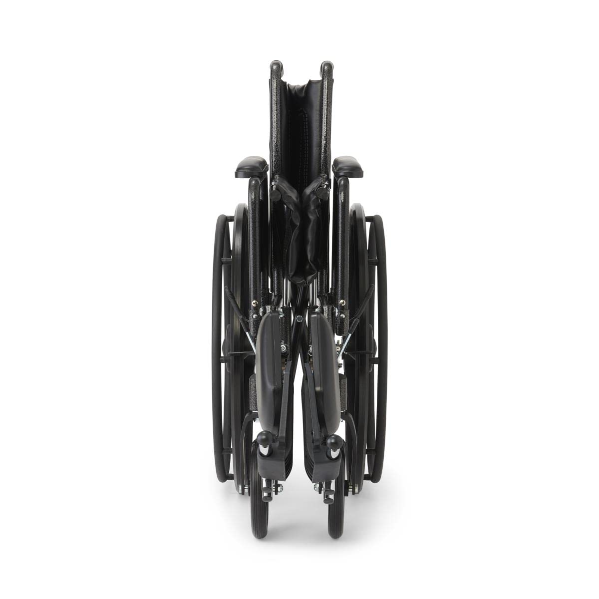 Vinyl Wheelchair with Full-Length Arms and Elevating Leg Rests, 18-Inch Wide Seat, Black J21743