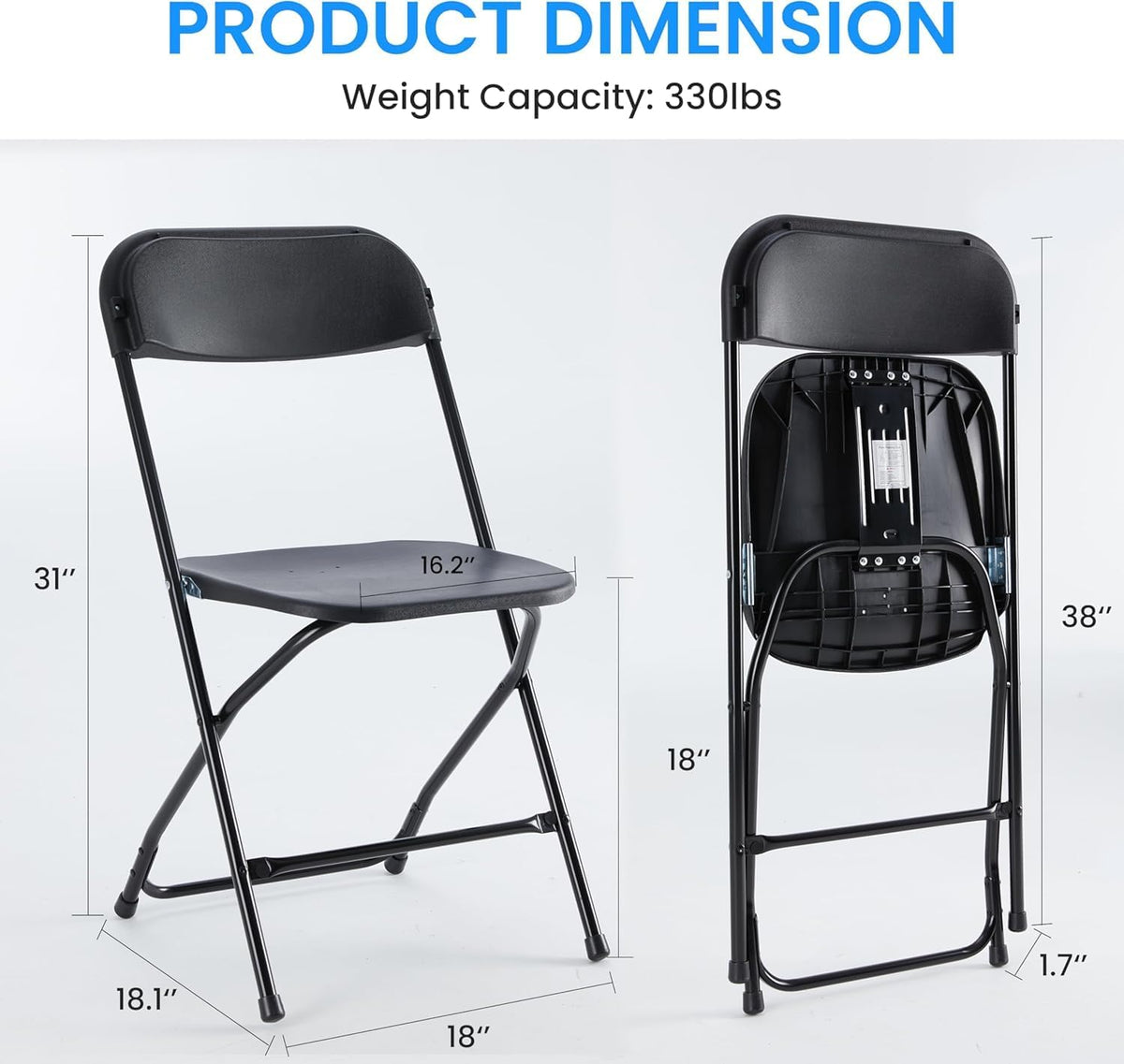 4 Pack Black Plastic Folding Chairs K3271