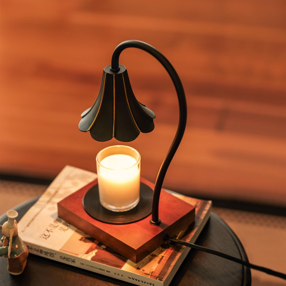 Black Candle Warmer Lamp with Timer & Stepless Dimmable D7268