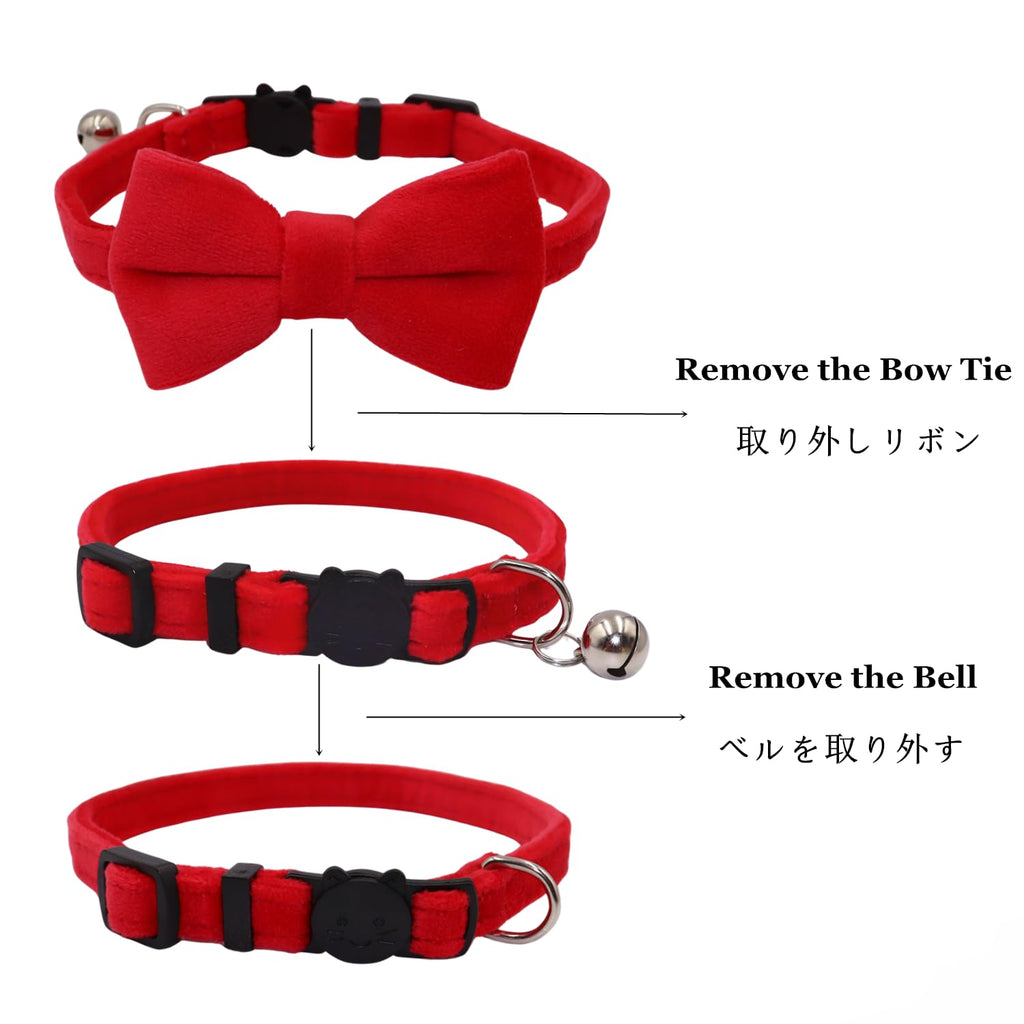 Velvet Breakaway Cat Collar with Bell and Bow Tie O34683