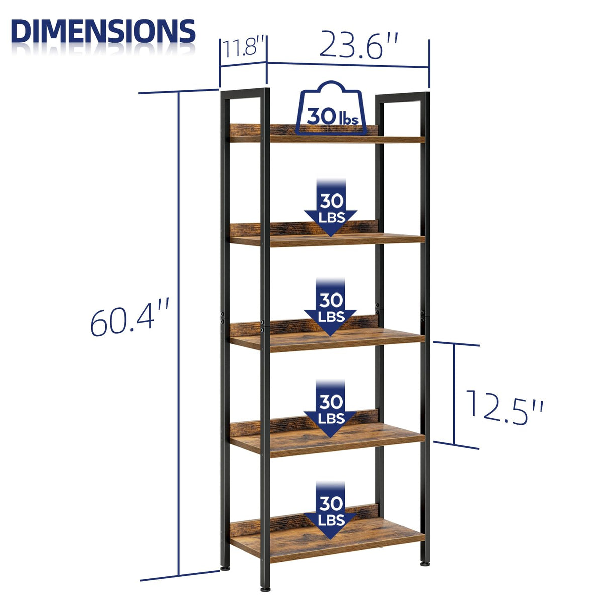 5 Tier Freestanding Bookshelf X7014