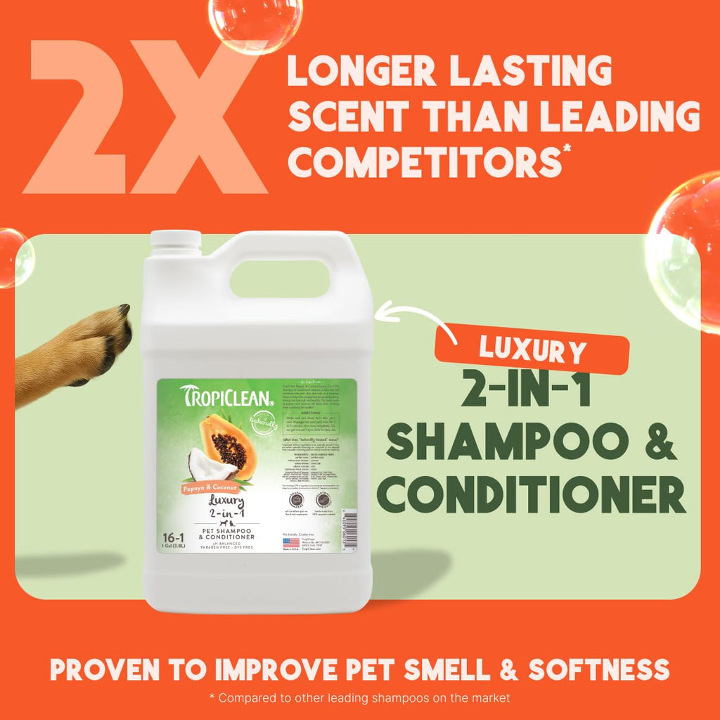 2-in-1 Dog Shampoo and Conditioner Papaya Scent 1 Gallon V57856