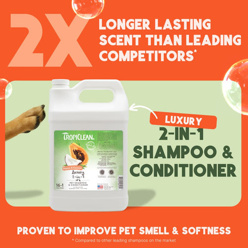 2-in-1 Dog Shampoo and Conditioner Papaya Scent 1 Gallon V57856