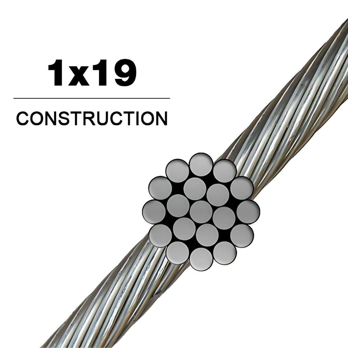 316 Stainless Steel Cable Wire Rope 1/8" 1x19-100 ft Coil N928