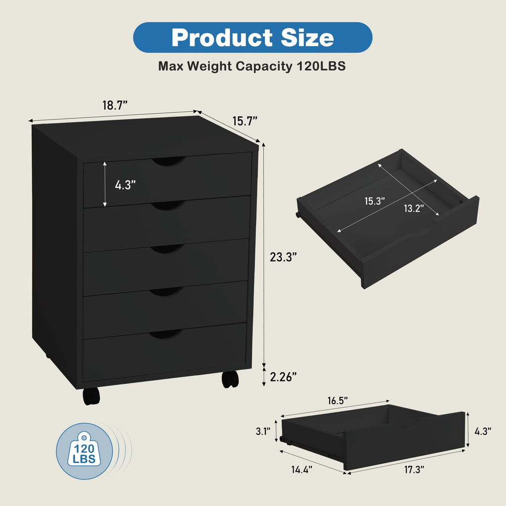 5 Drawer File Cabinet with Wheels H78013