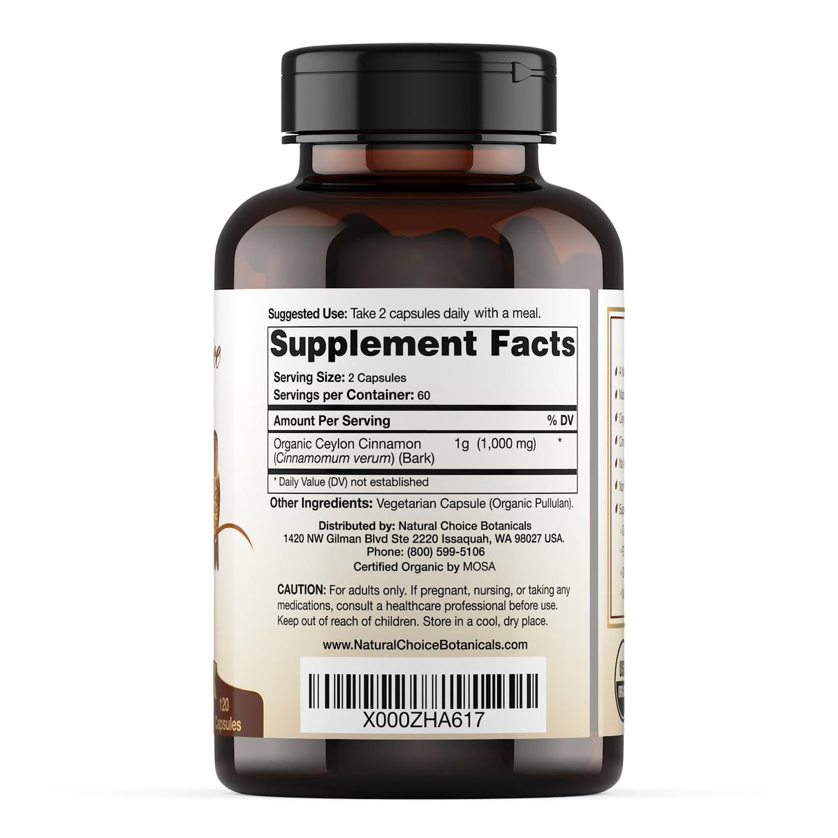 Organic Ceylon Cinnamon Supplement, 120 Capsules V547178