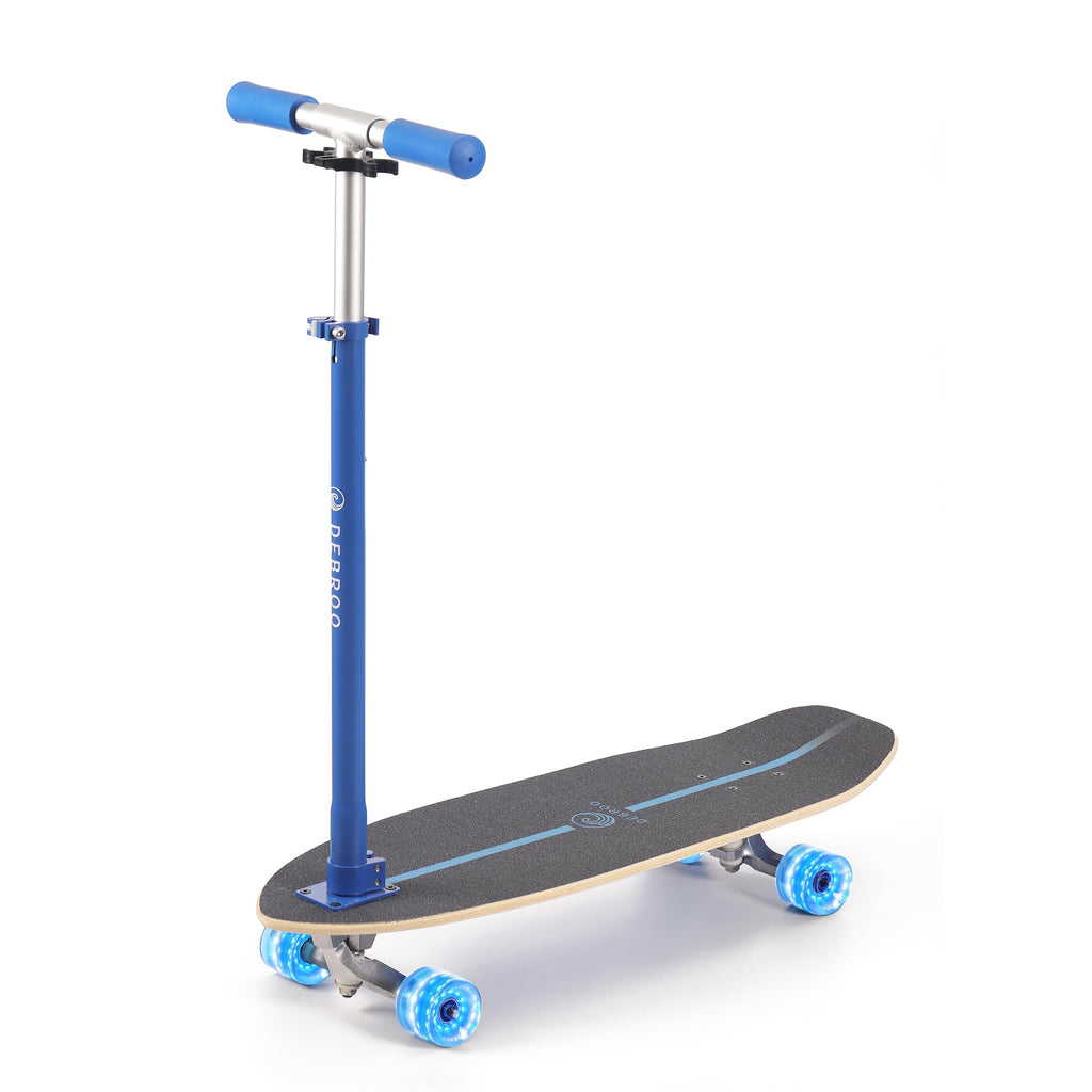 2-in-1 Kids Skateboard & Scooter with LED Light-Up Wheels, Adjustable Height, Blue O293