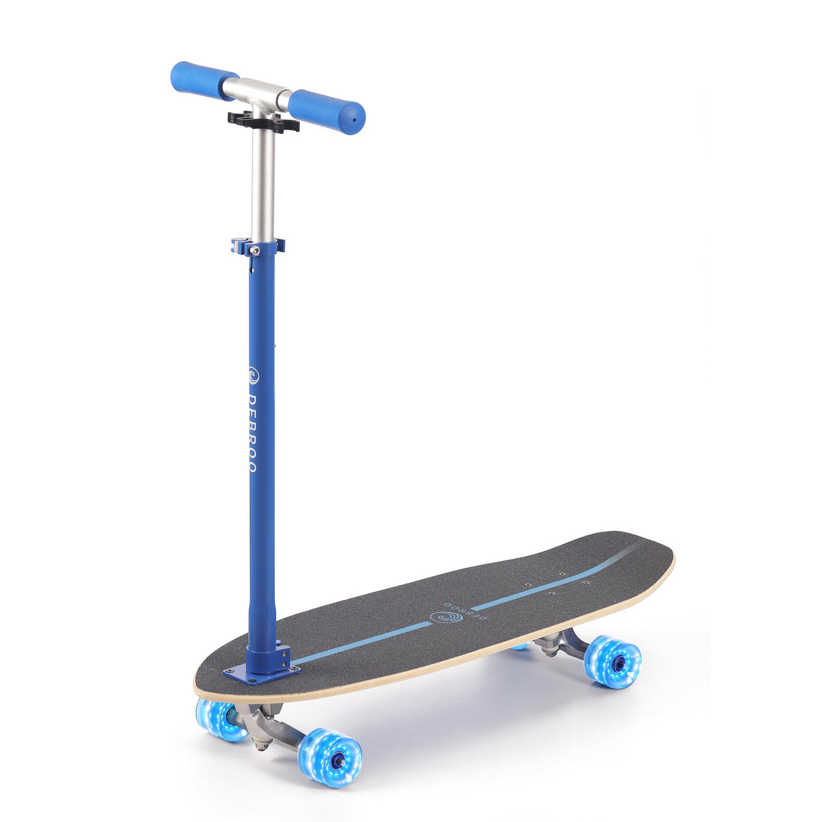 2-in-1 Kids Skateboard & Scooter with LED Light-Up Wheels, Adjustable Height, Blue O293