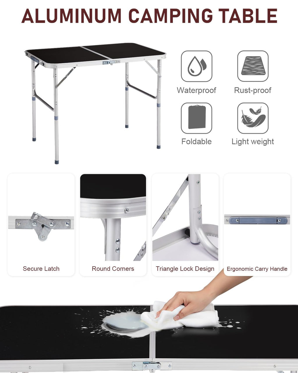 Portable Folding Camping Table Black B407