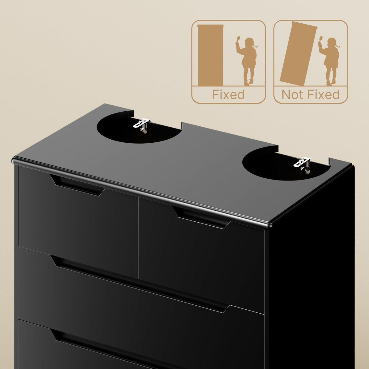 Black 6 Drawer Dresser V518