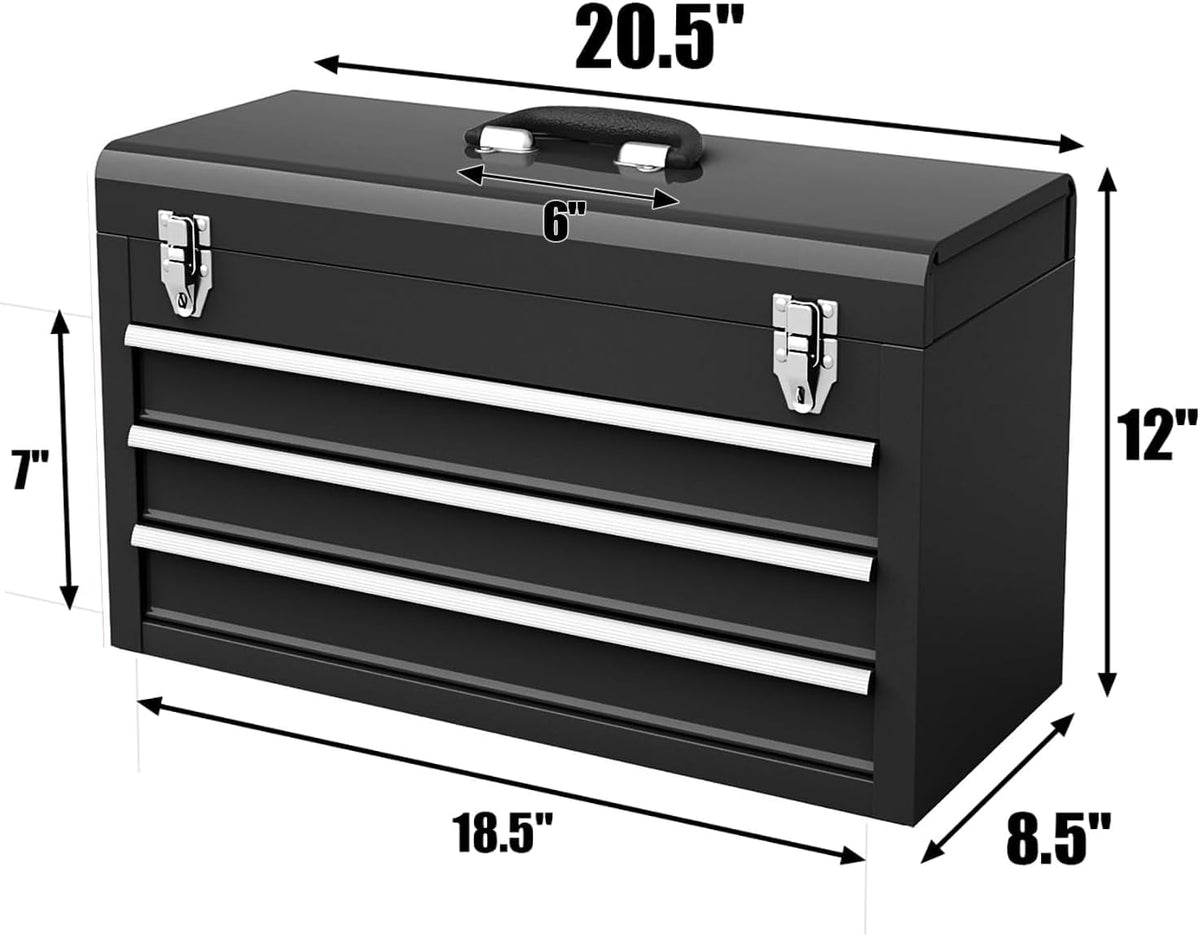 Portable Metal 3 Drawer Lockable Tool Box Y905940