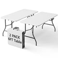 2 Pack 6ft Heavy Duty Folding Table White Q6646