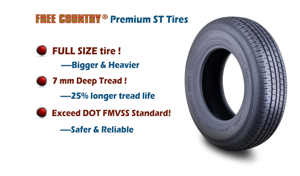Trailer Tire Wheel ST205/75R15 8-Ply 5X4.5 White Spoke S323