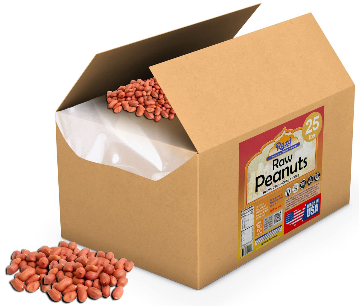 Raw Whole Peanuts With Skin 25lbs Bulk Box Y350304