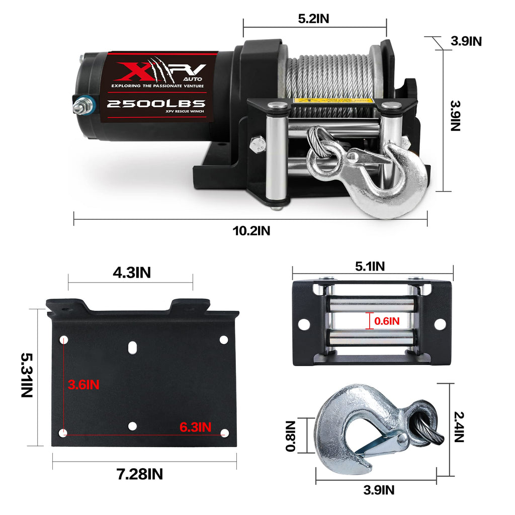 2500lbs 12V Waterproof Electric Winch with Steel Cable M29648
