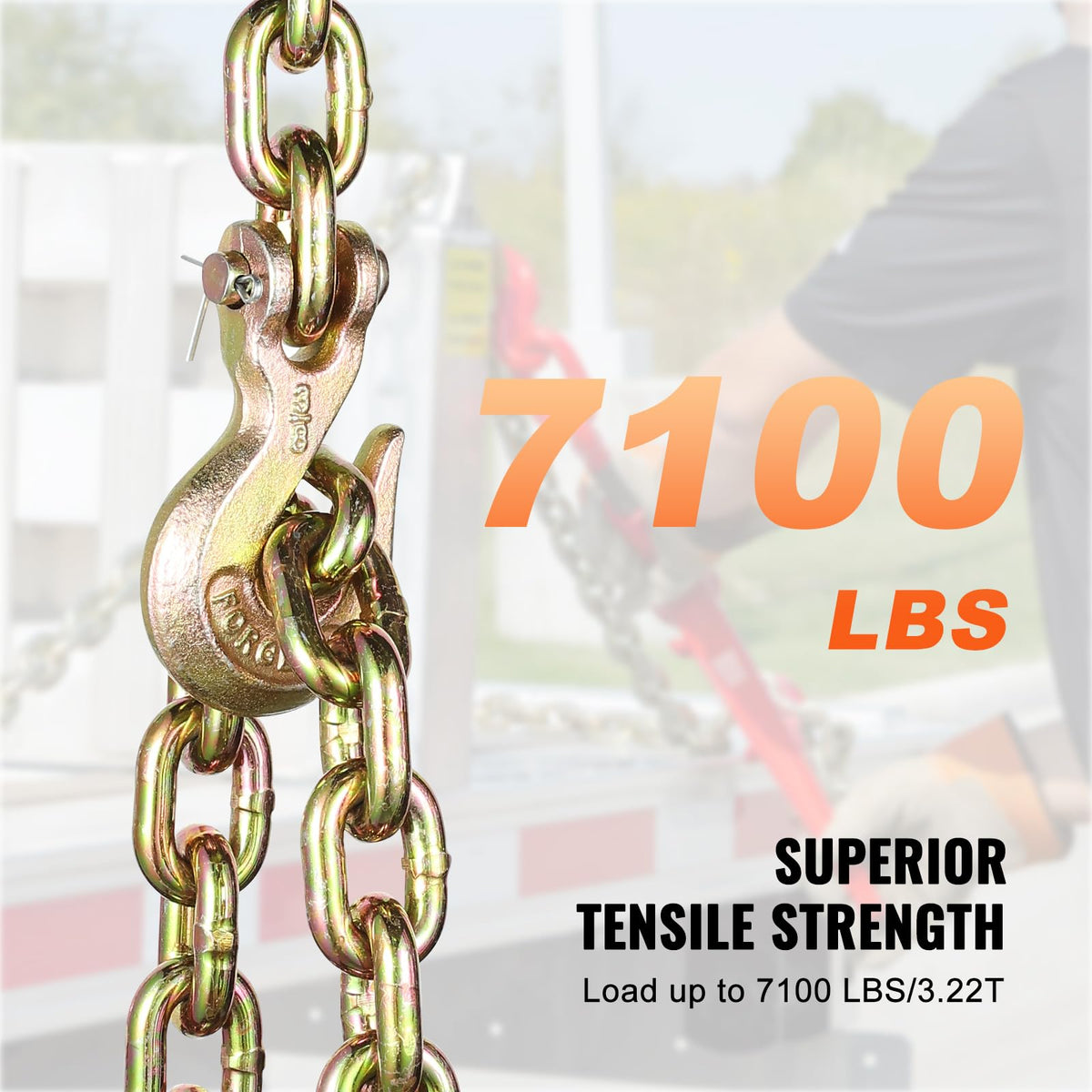 3/8" x 10.3' 2-Pack Tow Chain with Clevis Grab Hooks U911027