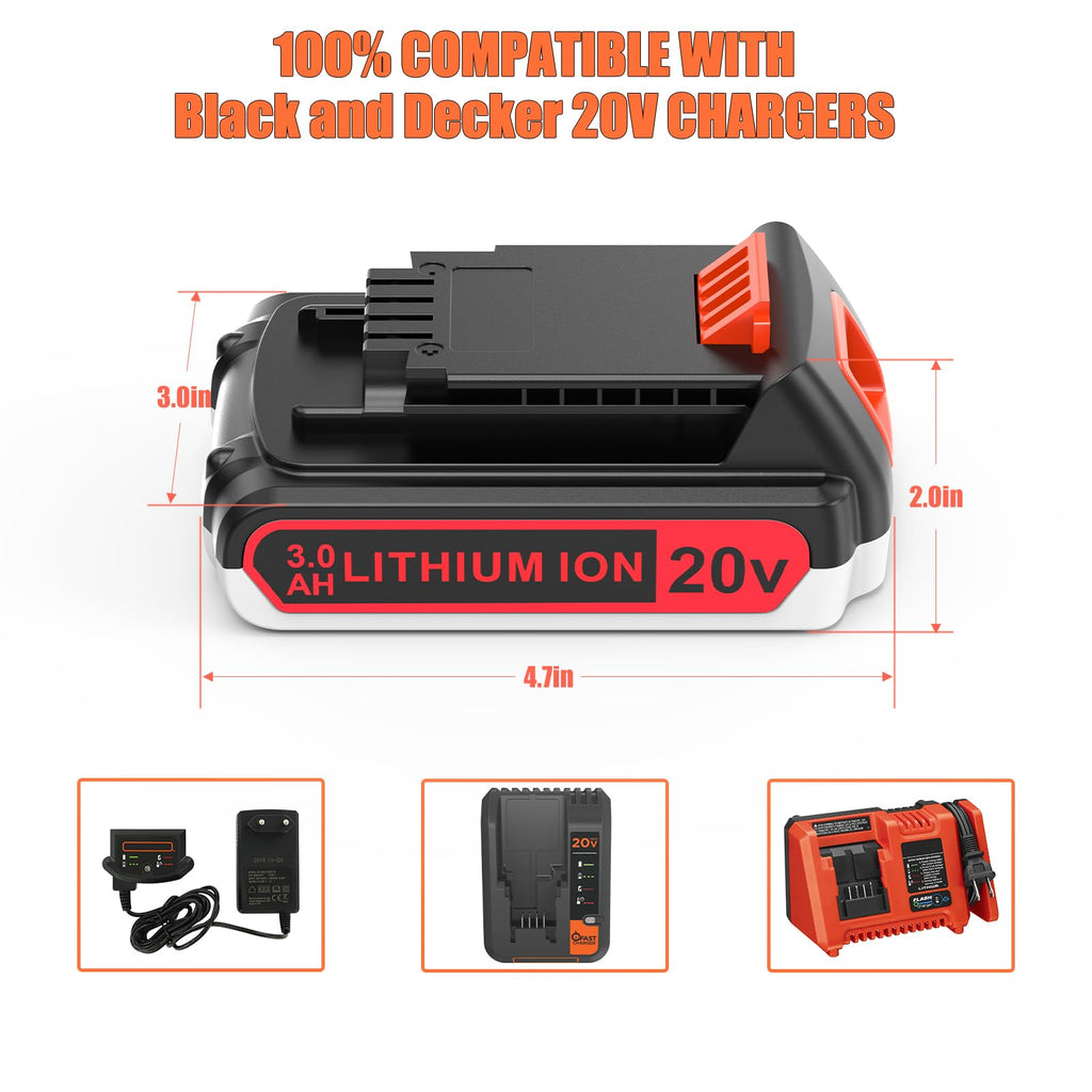 2 Pack 3.0Ah 20v Lithium Battery Replacement M803275