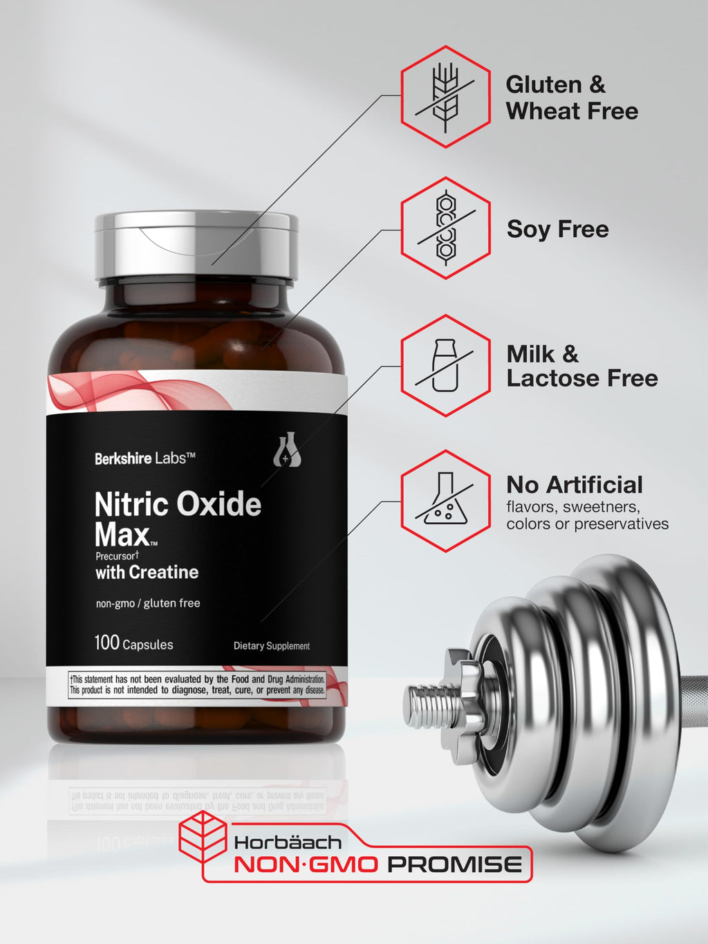 Nitric Oxide Supplement with Creatine Monohydrate 100 Capsules C5506