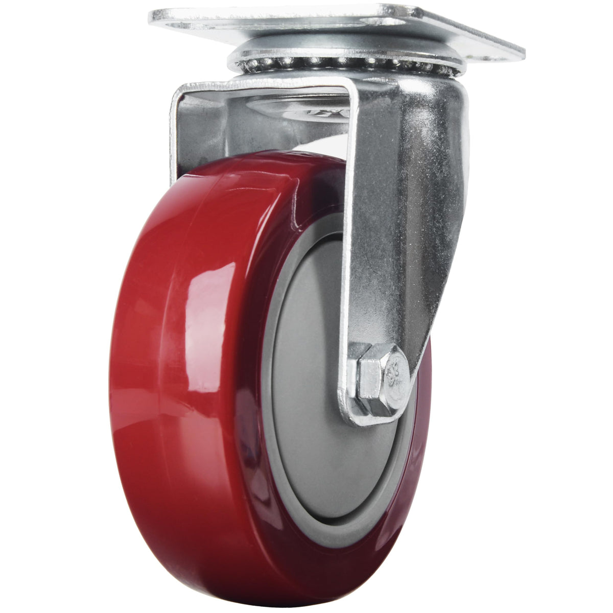 4” Swivel Plate Casters Set of 4 Heavy Duty Polyurethane Wheels Red Z361