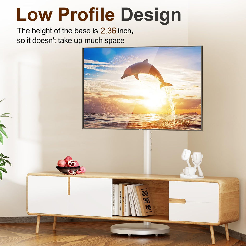 White Rolling TV Stand with Wheels K326