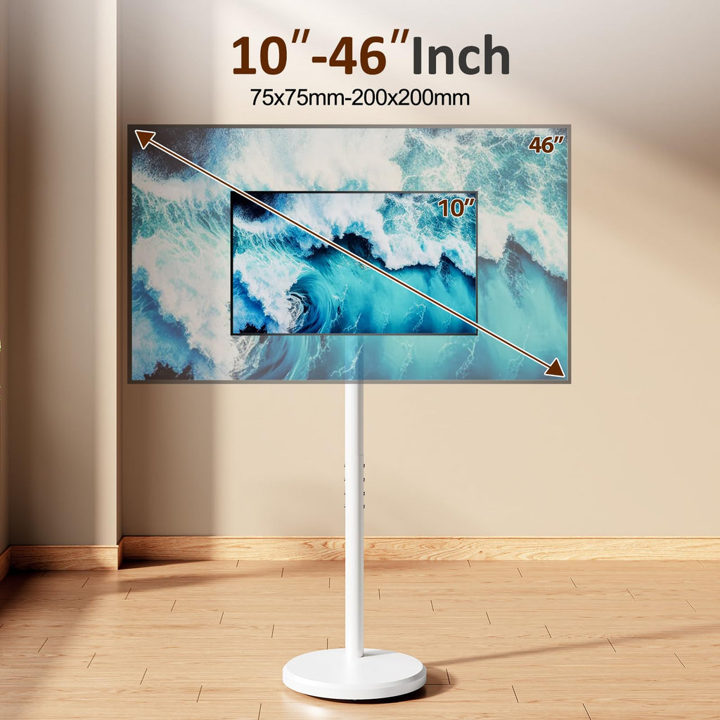 White Rolling TV Stand with Wheels K326