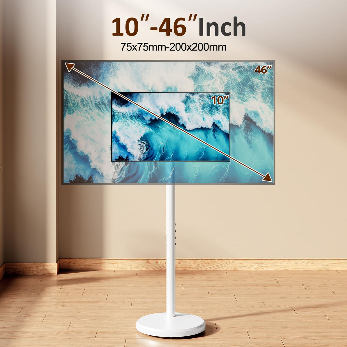 White Rolling TV Stand with Wheels K326