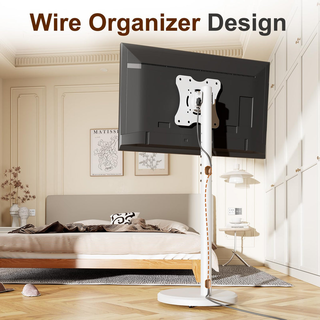 White Rolling TV Stand with Wheels K326