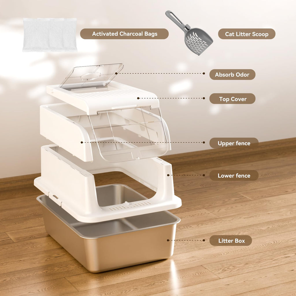 XL Stainless Steel Cat Litter Box with Lid K7748