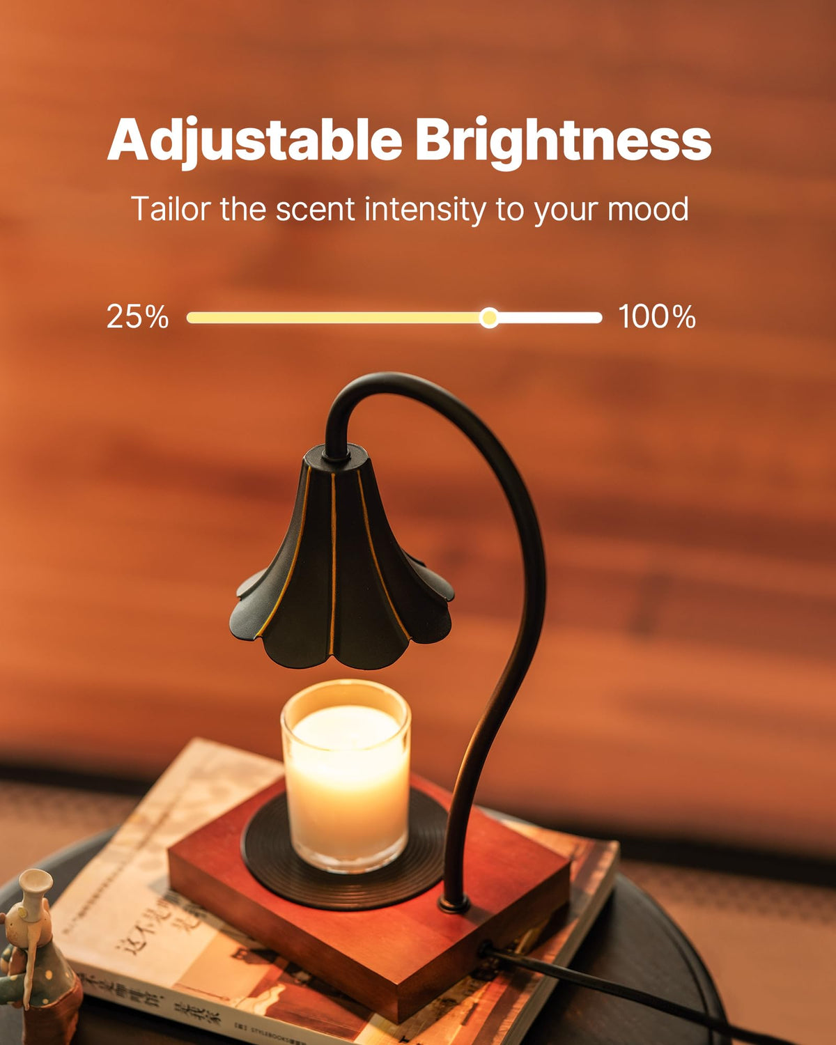 Black Candle Warmer Lamp with Timer & Stepless Dimmable D7268