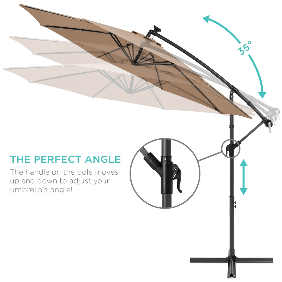 10ft Solar LED Offset Cantilever Patio Umbrella U45362