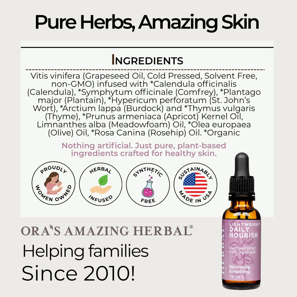 Unscented Plant Based Face Oil Serum, 1 oz I963