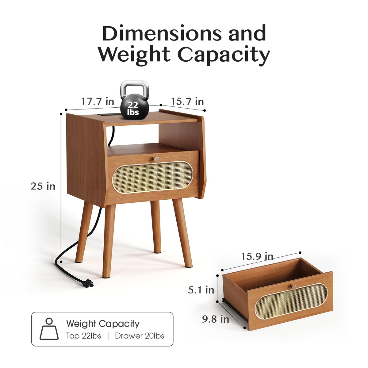Mid Century Modern Nightstand Set of 2 Q18788