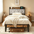 Twin Bed Frame with Headboard and Charging Plug T8539