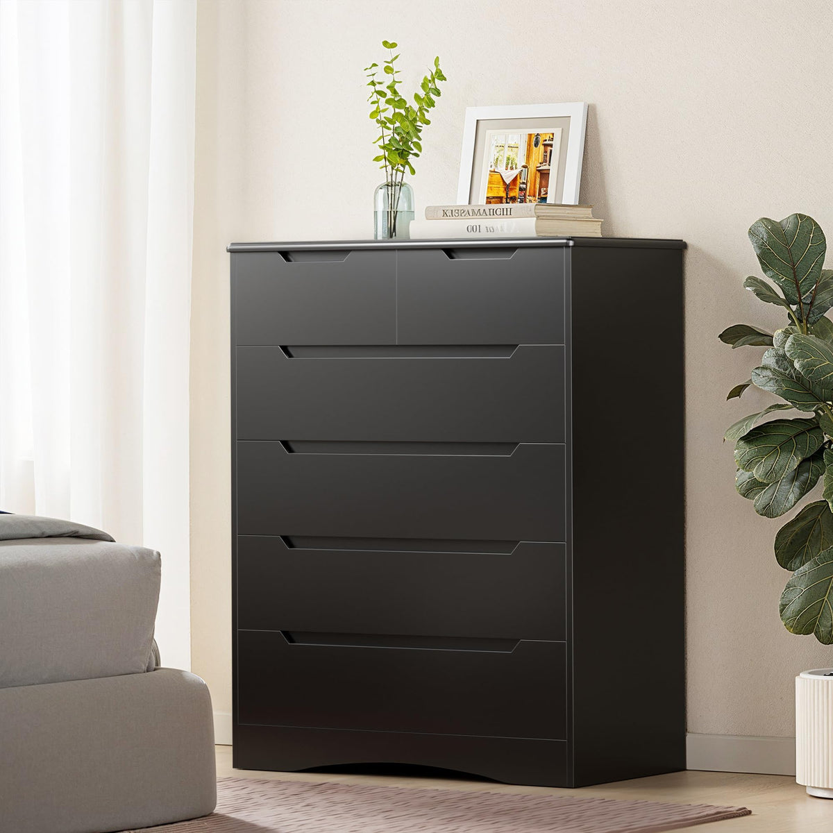 Black 6 Drawer Dresser V518