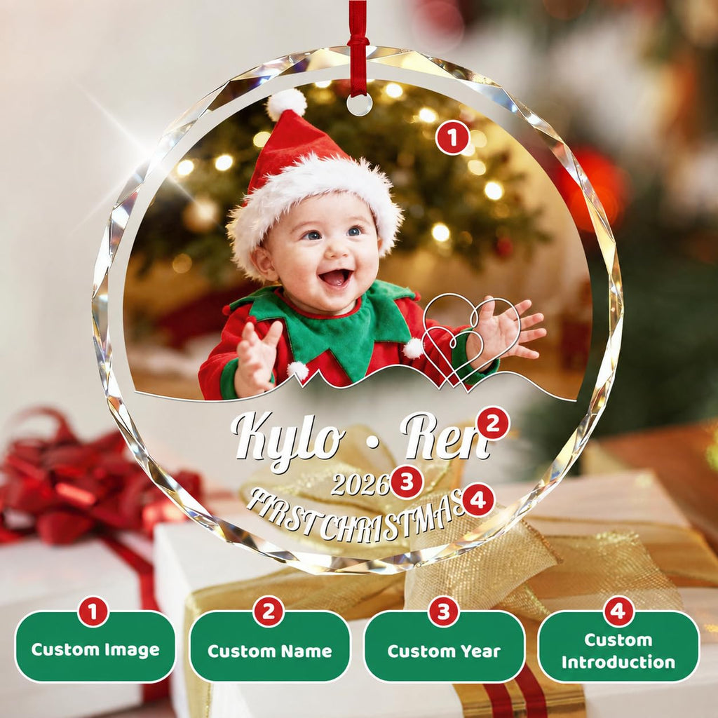 Custom Photo Crystal Glass Christmas Ornament G8281