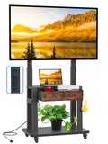 Black Rolling TV Stand with Power Outlet for 32-75 Inch Screens Q682