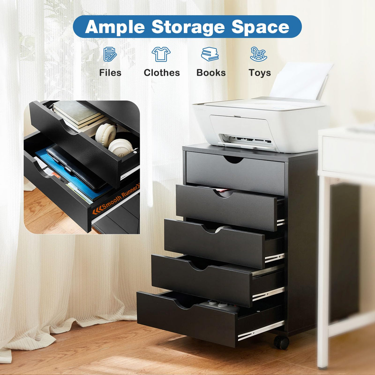 5 Drawer File Cabinet with Wheels H78013