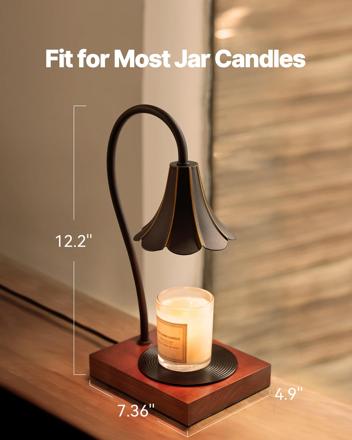 Black Candle Warmer Lamp with Timer & Stepless Dimmable D7268