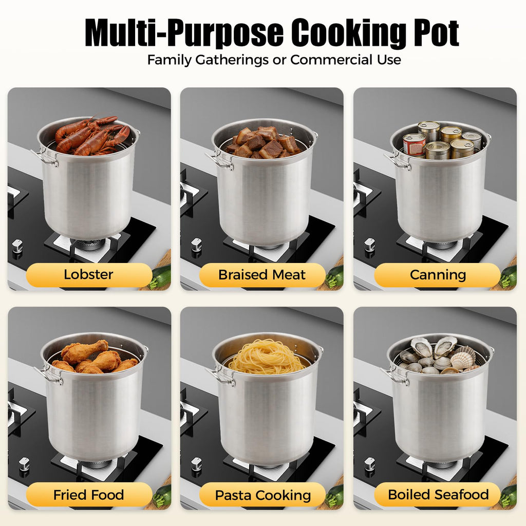 50 Quart Stainless Steel Stockpot with Lid P3419