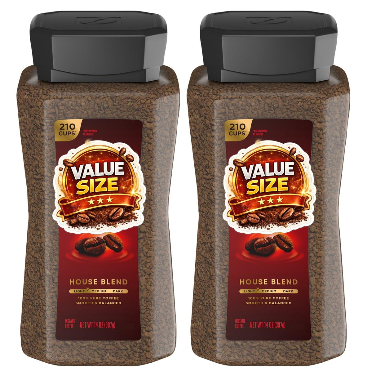 Instant Coffee 14oz Plastic Jar 2 Count H505