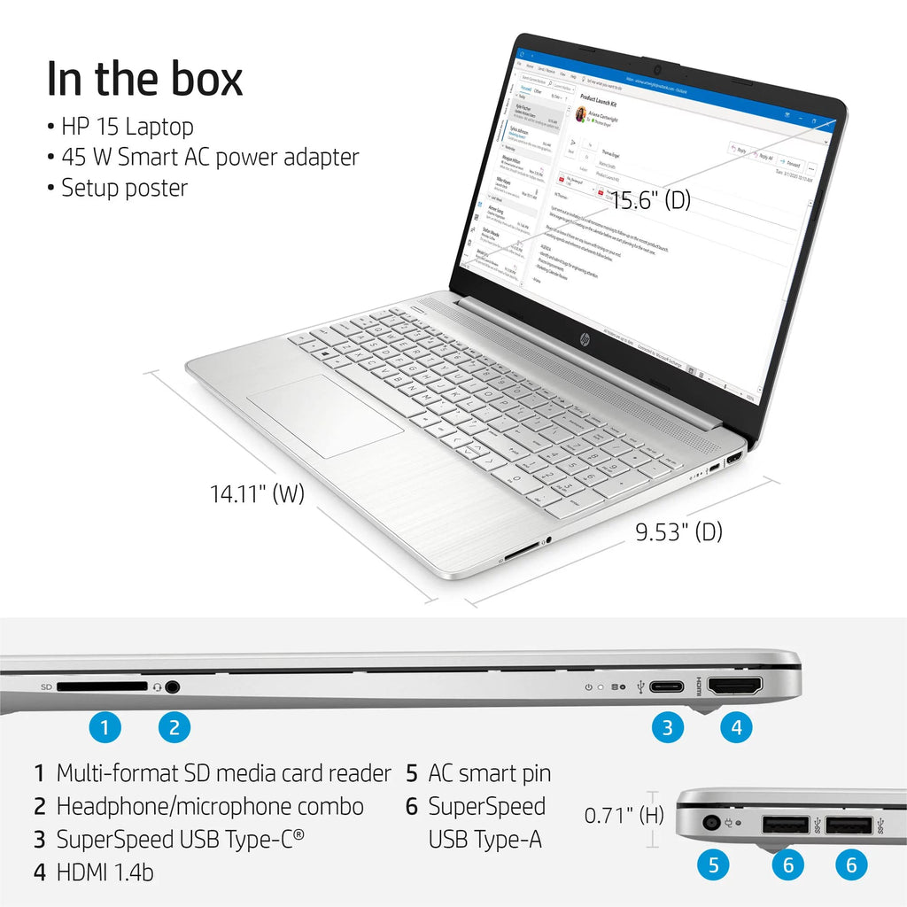 15.6" FHD Windows 11 Pro Laptop, Intel Core i5, 16GB RAM 256GB SSD J960