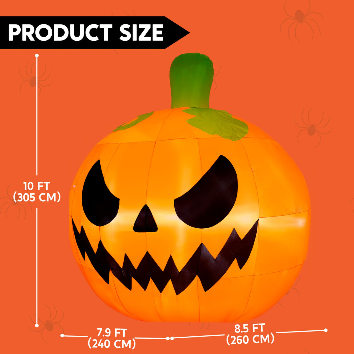 10FT Tall Inflatable Pumpkin with Built-in LED Lights L82407